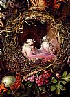 Birds Paintings - Fairies In A Bird's Nest (detail 1) by John Anster Fitzgerald